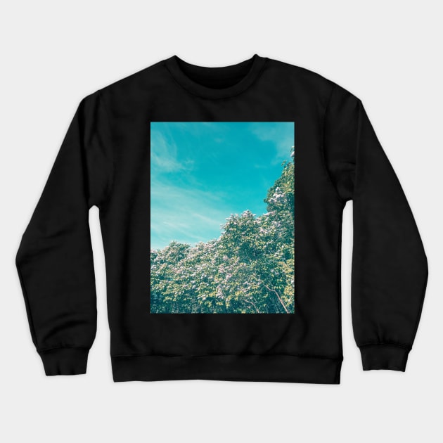 Blooming Lilac hedge and blue sky Crewneck Sweatshirt by Amalus-files